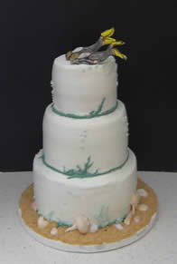 Yes, it's a bridal cake!  The couple was honeymooning in the Caribbean